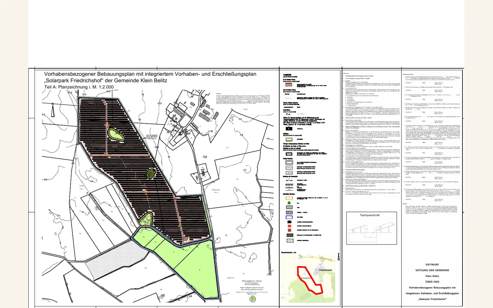 Bebauungsplan-Ausschnitt Solarpark Friedrichshof