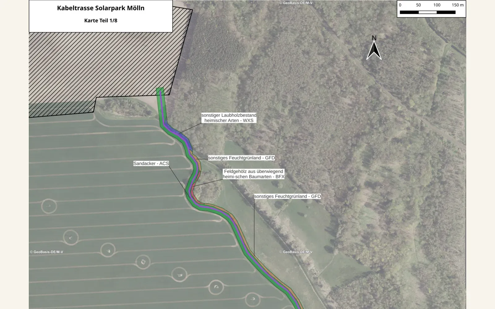 Trassenplan-Ausschnitt Kabeltrasse Solarpark Mölln