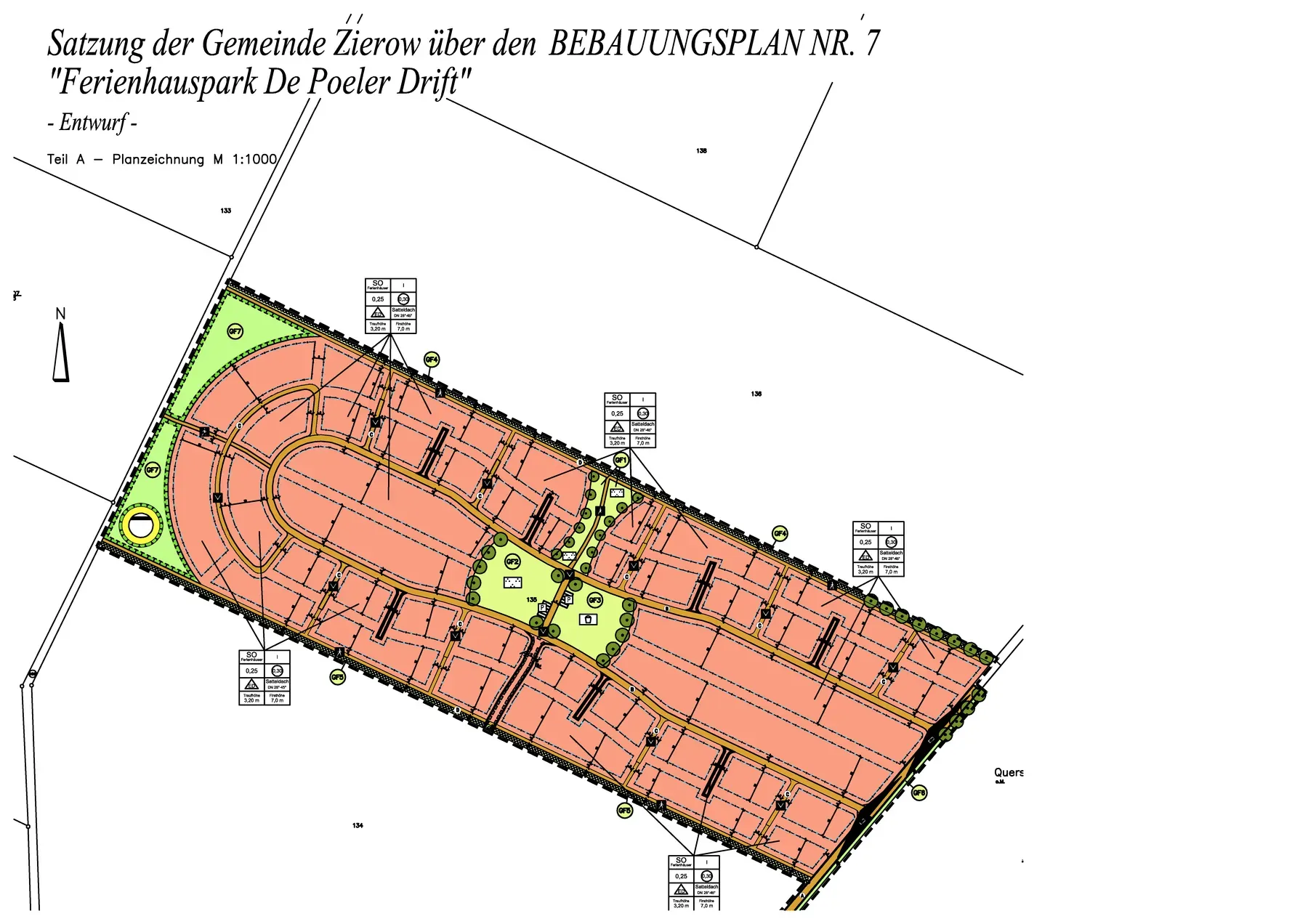 Bebauungsplan-Ausschnitt Ferienpark Zierow